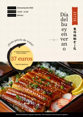 Revista de menú limitado de anguila Bokken tradicional beige y marrón