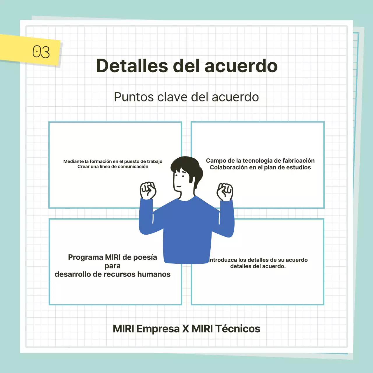 Promover una ceremonia de acuerdo empresarial de color menta y azul