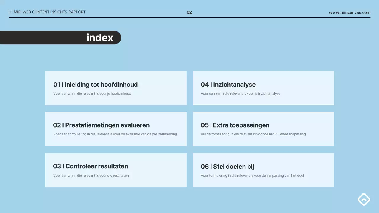 Een eenvoudig inzichtsrapport in grijs en lichtblauw