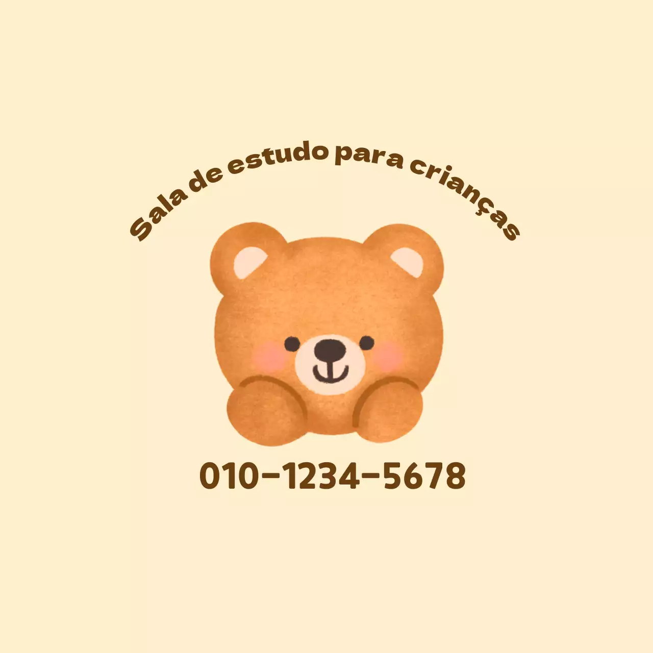 Ilustração de um ursinho de peluche amarelo e castanho para promoção de uma sala de estudo