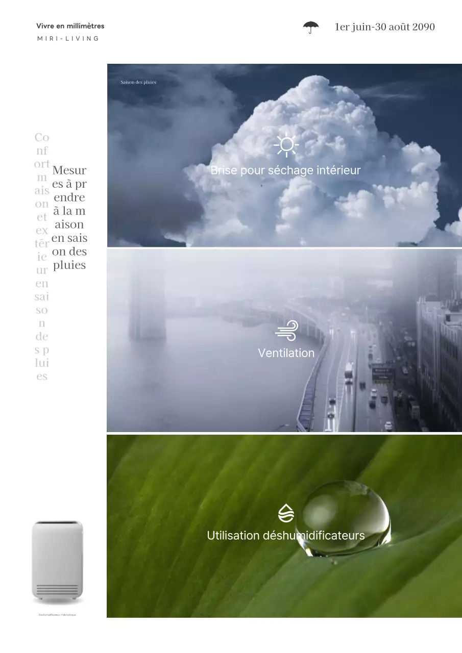 Promotion d'un article simple, bleu et blanc, pour la saison des pluies.