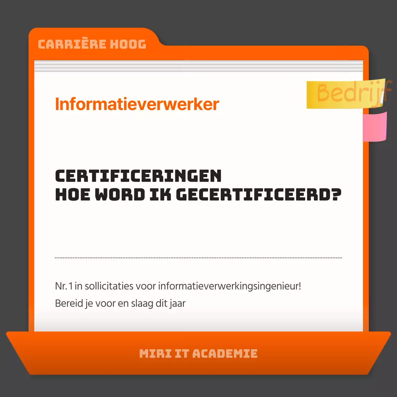 Een eenvoudige grijze en oranje kwalificatiereclame