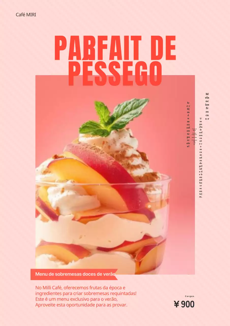 Sobremesas de verão kitsch vermelhas e cor-de-rosa Nova publicidade ao menu.