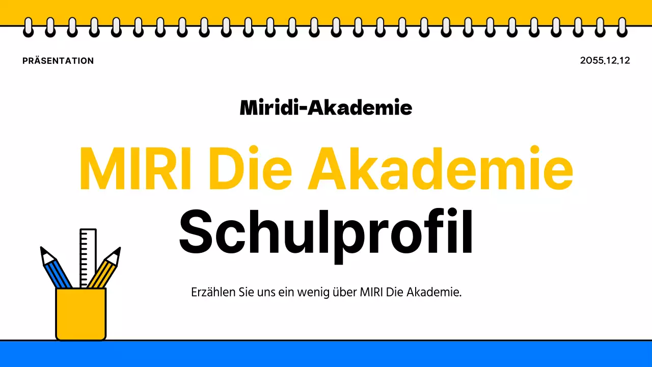 Werbung für eine einfache gelb-blaue Schulbroschüre