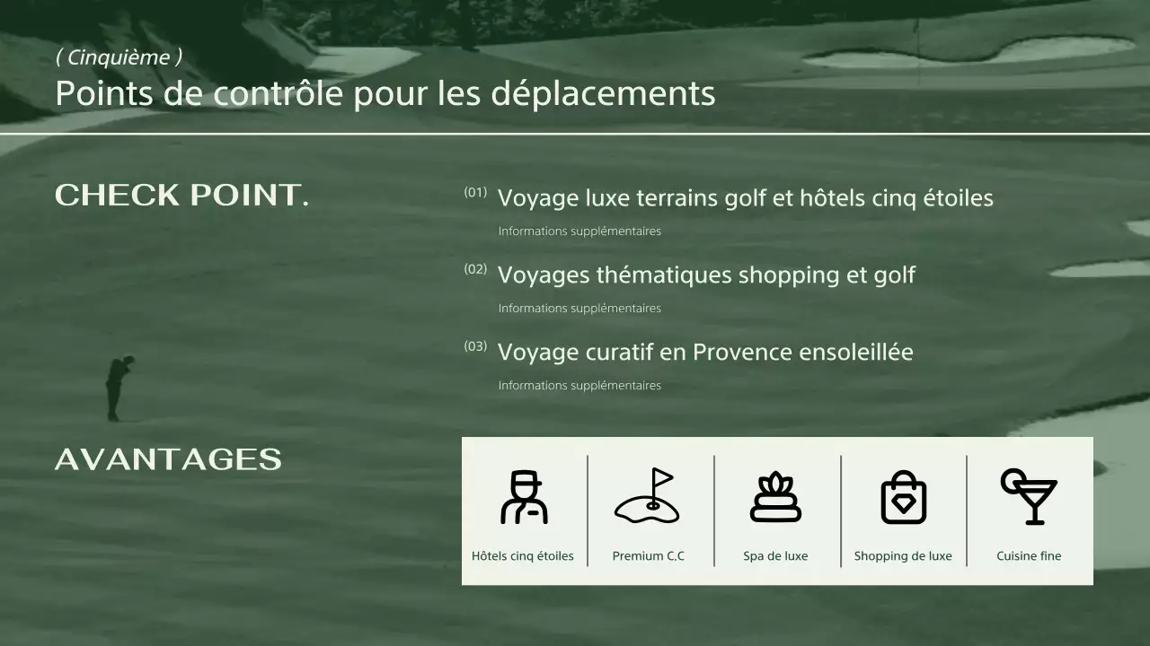 Un guide de voyage de golf moderne en kaki et ivoire