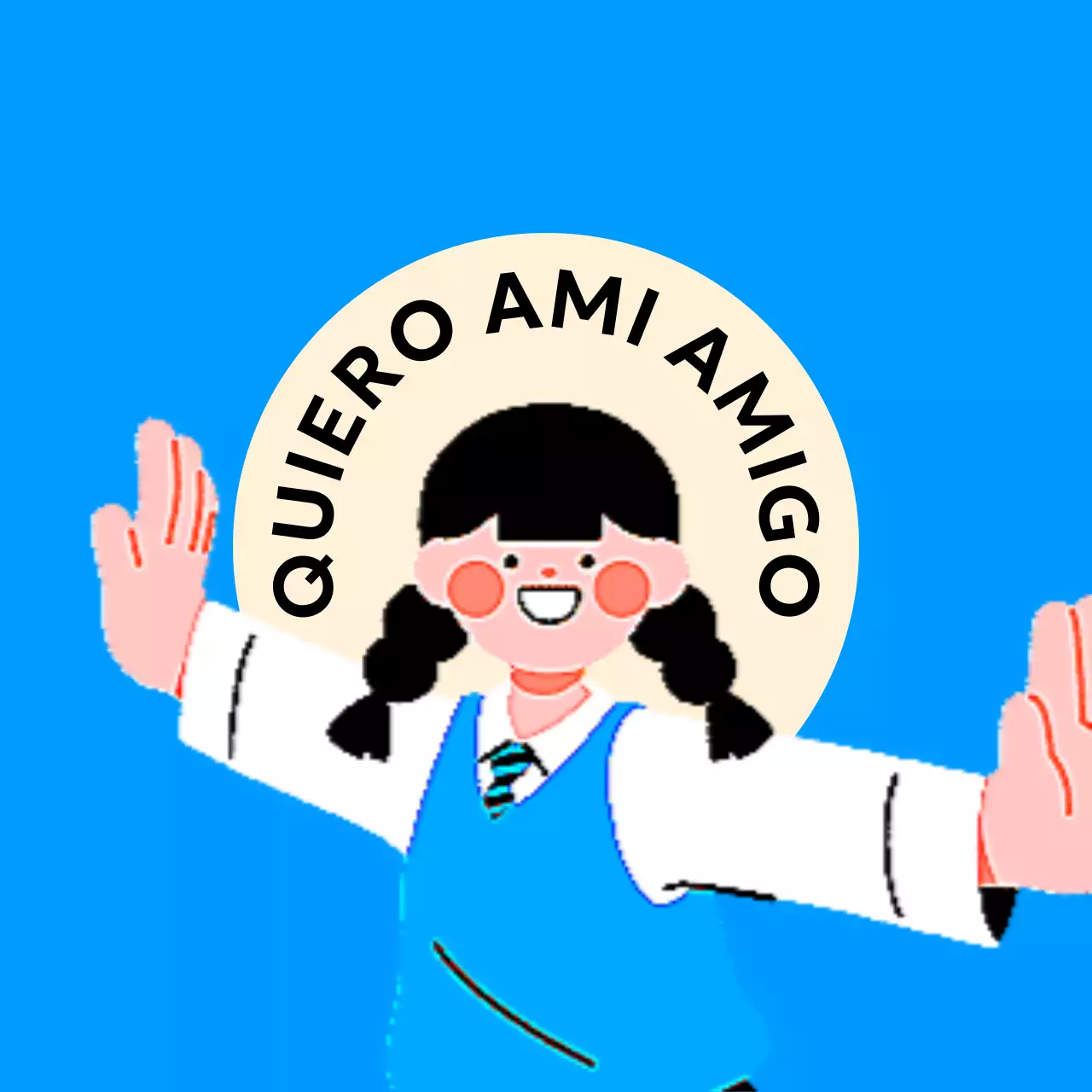 Diseño antiviolencia con ilustración de estudiantes con los brazos extendidos