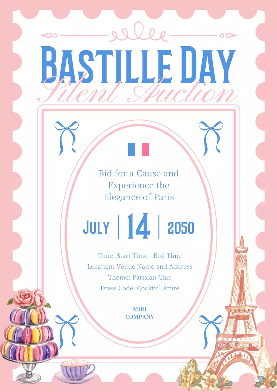 Pink Elegant Bastille Event Invitation Poster