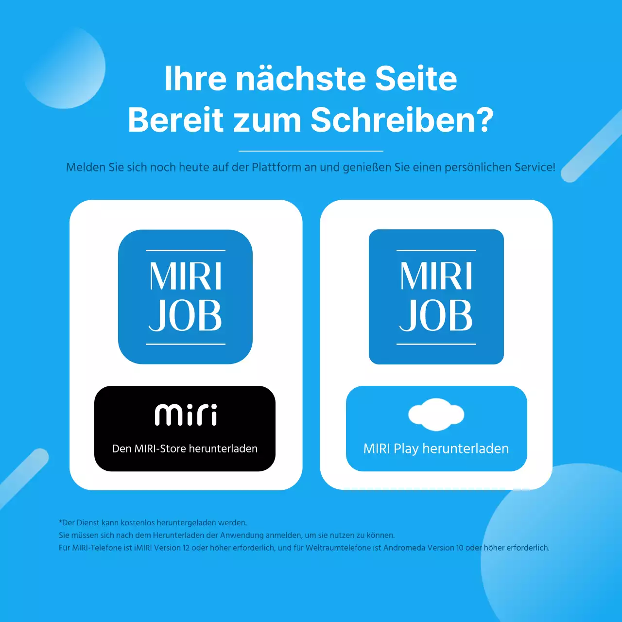 Werbung für eine moderne Job-Matching-Plattform in Blau und Weiß
