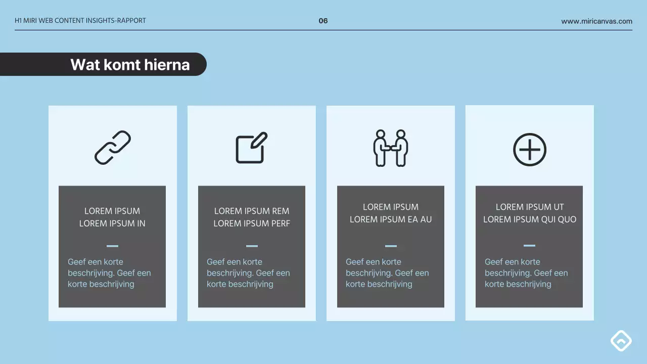 Een eenvoudig inzichtsrapport in grijs en lichtblauw