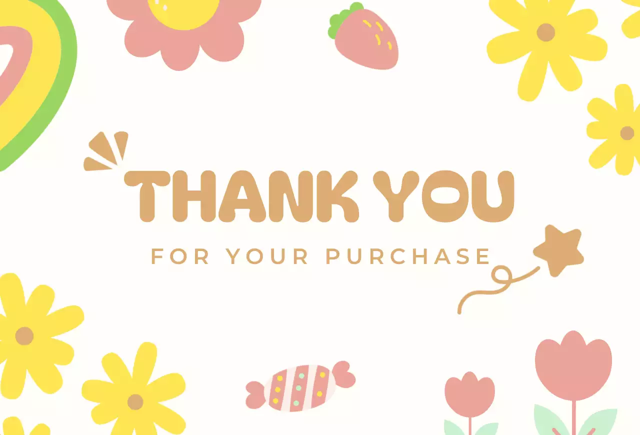 컬러풀하고 귀여운 장난기 가득한 감사 카드