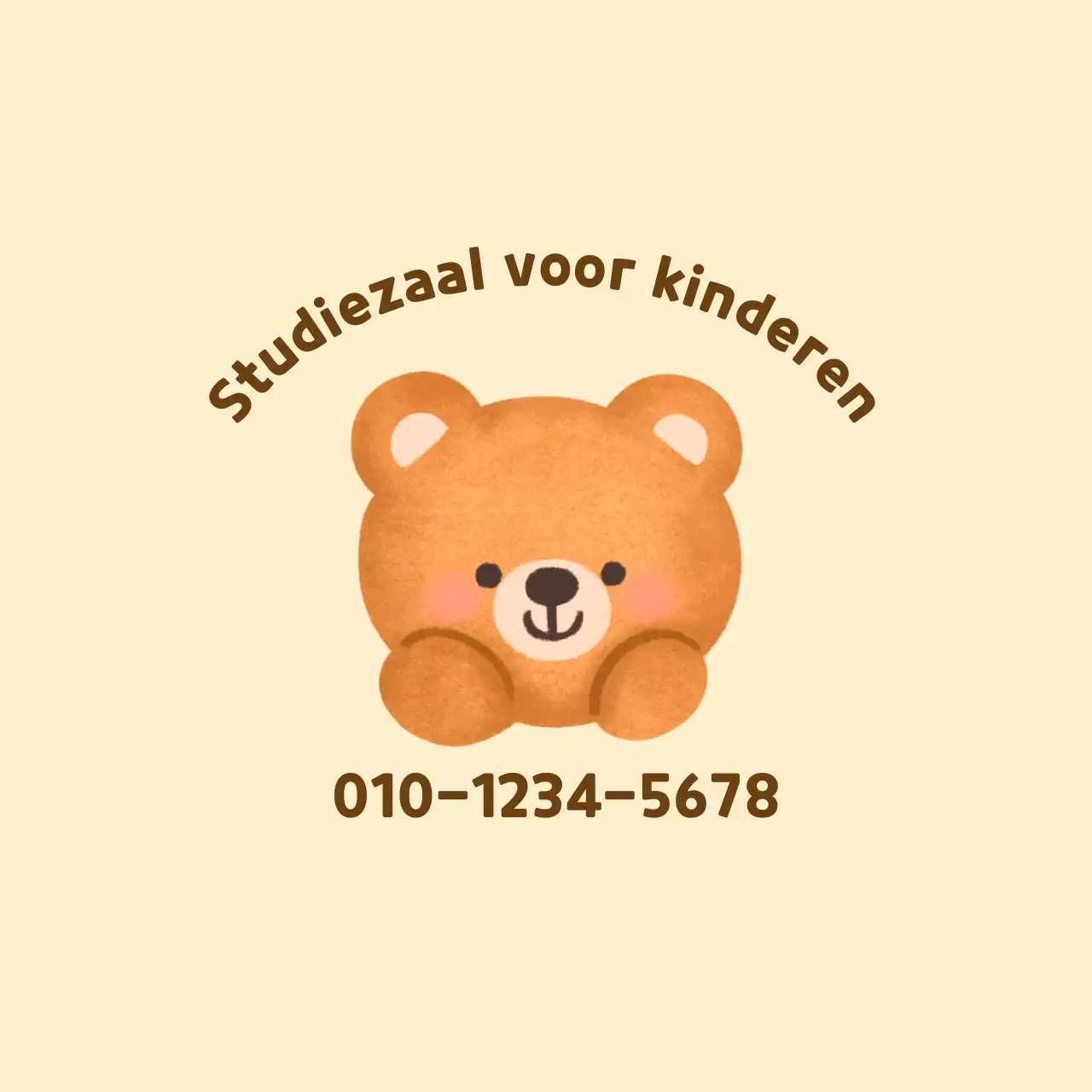 Geel en bruine teddybeer illustratie voor studeerkamer promotie