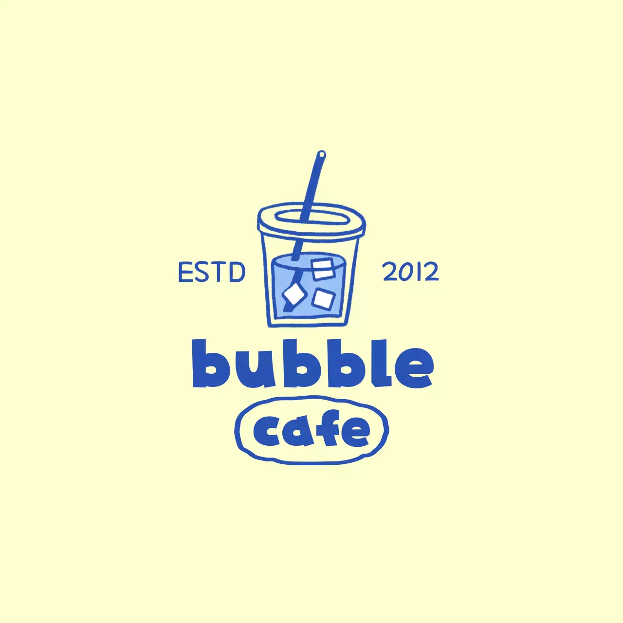 Promote a yellow and blue cafe drink illustration concept