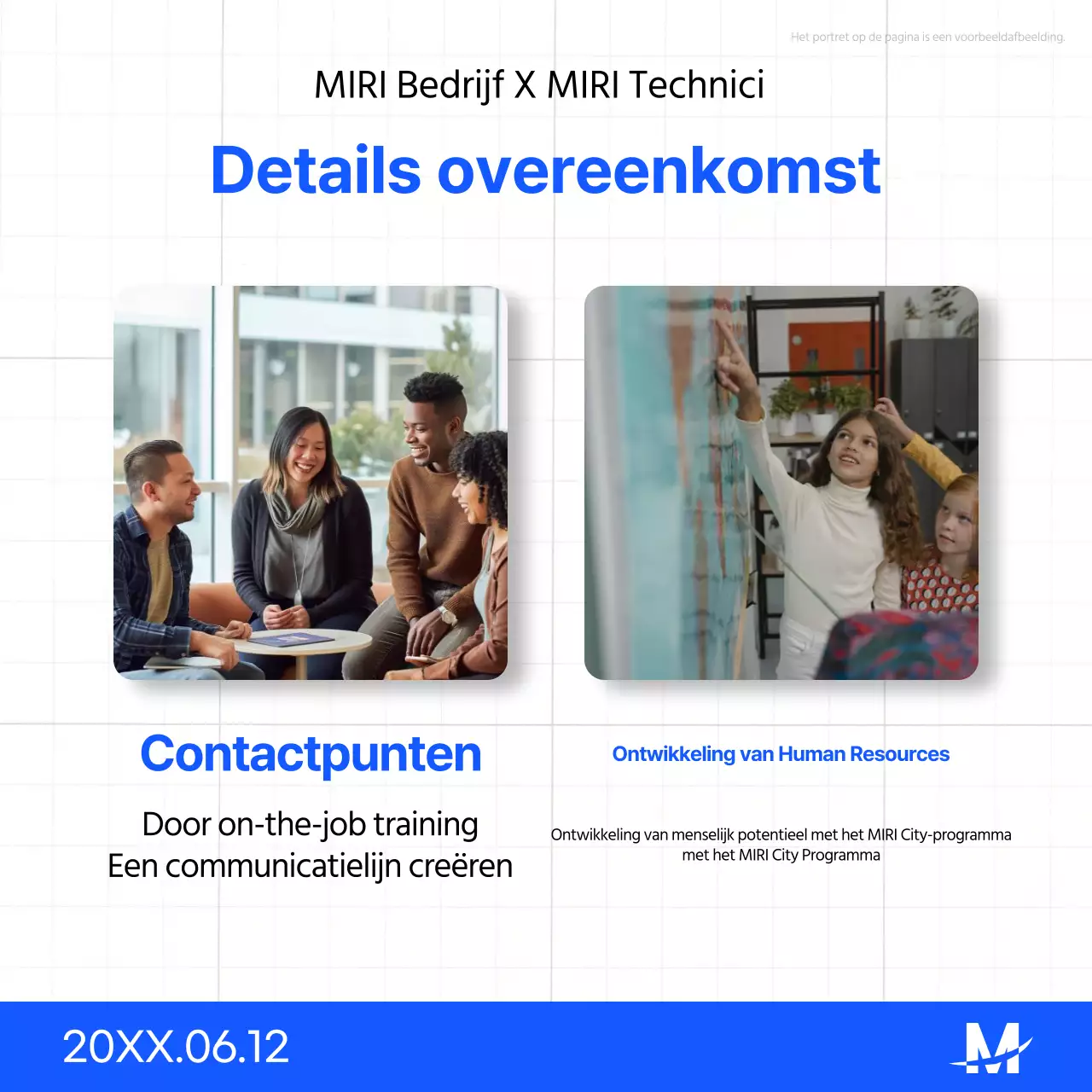 Een eenvoudige blauw-witte MOU-signeerpresentatie