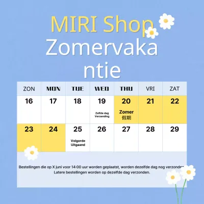 Zomervakantie aankondigingen in lichtblauw en geel