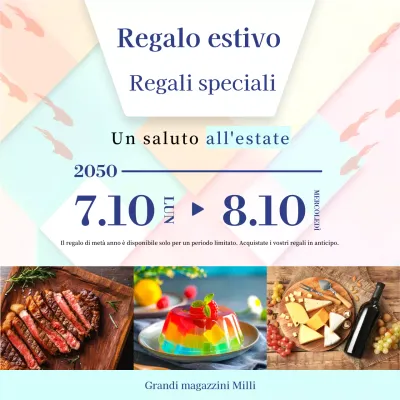 Simpatica promozione di prodotti da regalo in colori pastello per i regali di metà anno.