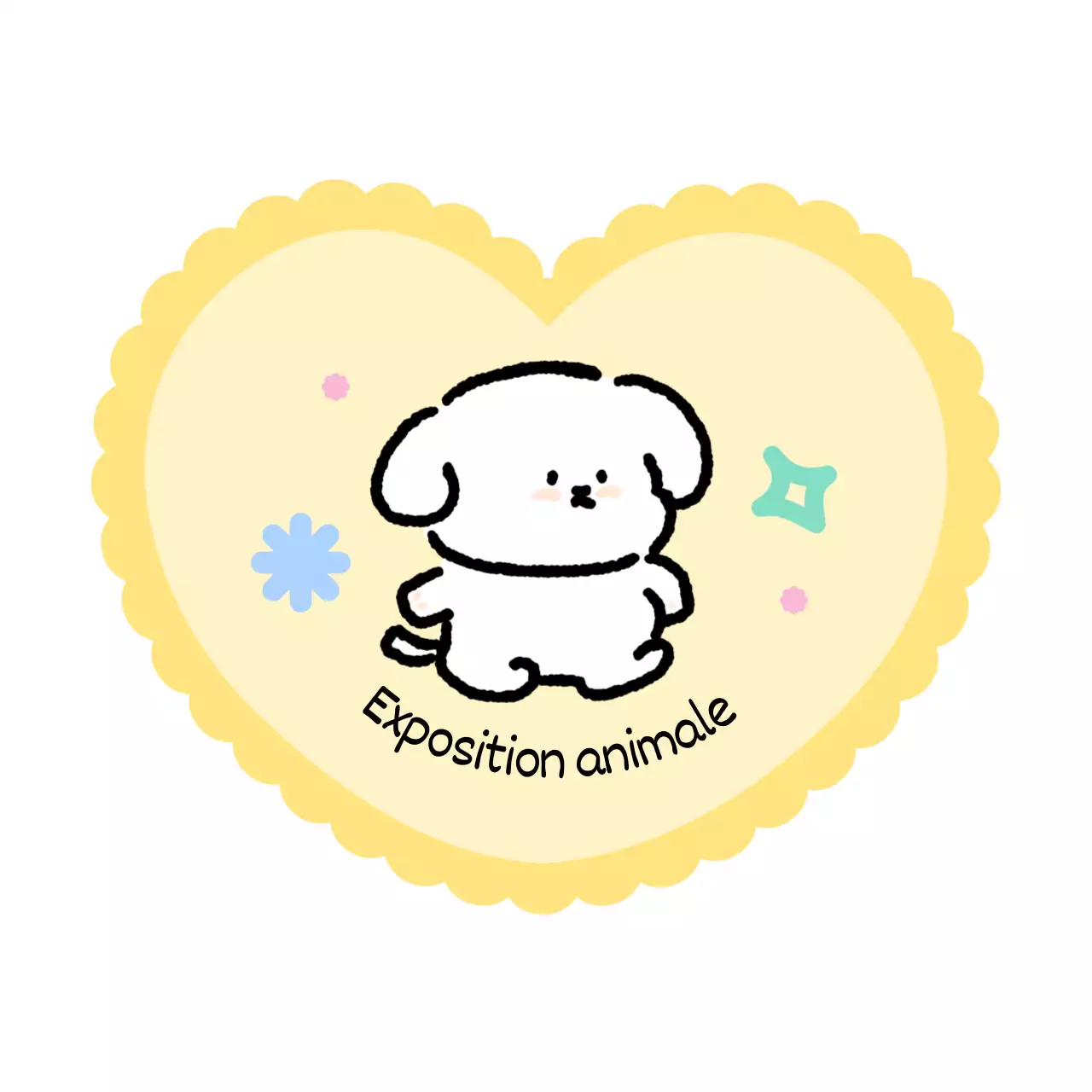 Articles d'exposition mignons avec des chiens, des chats et des gribouillis en forme de cœur