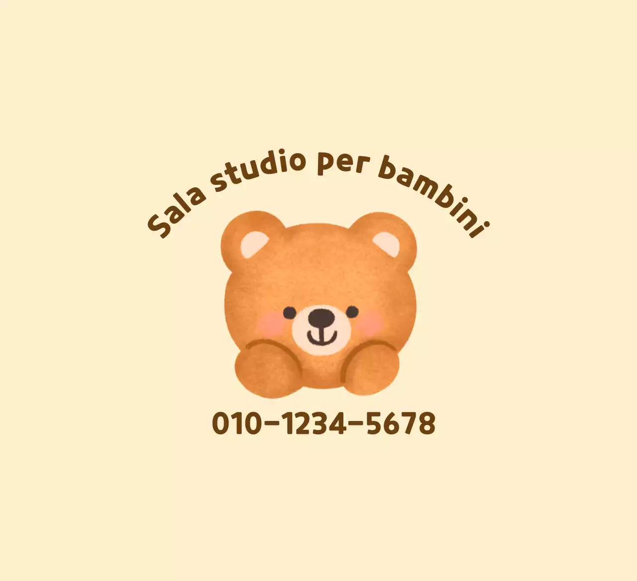 Illustrazione di un orsacchiotto giallo e marrone per la promozione della sala studio