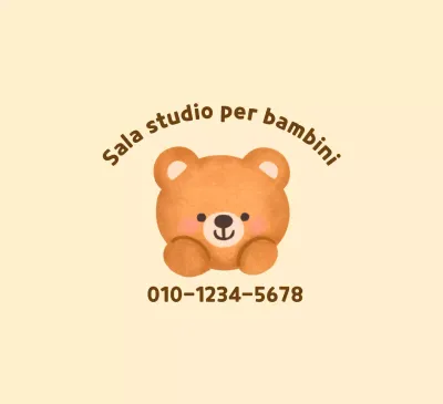 Illustrazione di un orsacchiotto giallo e marrone per la promozione della sala studio