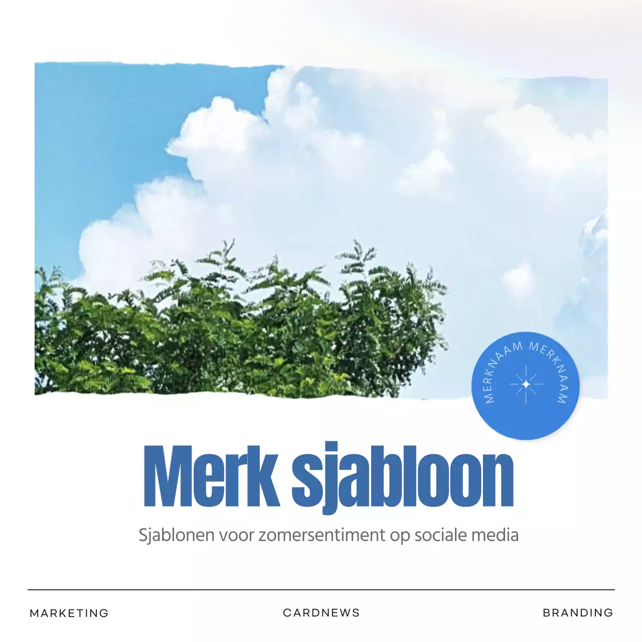 Eenvoudige zomermerkenmarketing in blauw