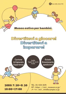 Un adorabile volantino giallo e azzurro per un evento di attività per bambini!