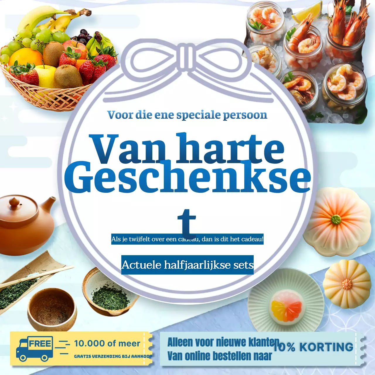 Introductie van een selectie eenvoudige witte en blauwe premium cadeaus voor het tussenseizoen.