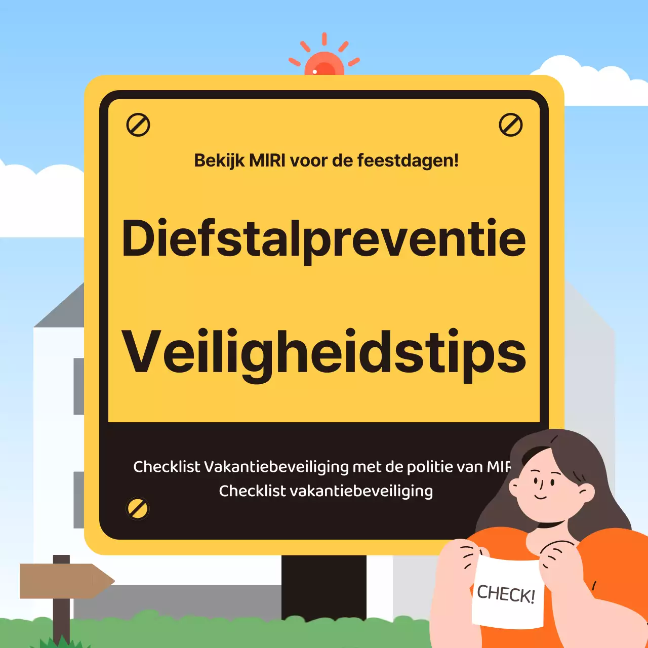 Veiligheidstips voor de feestdagen in bruin en geel gemarkeerd