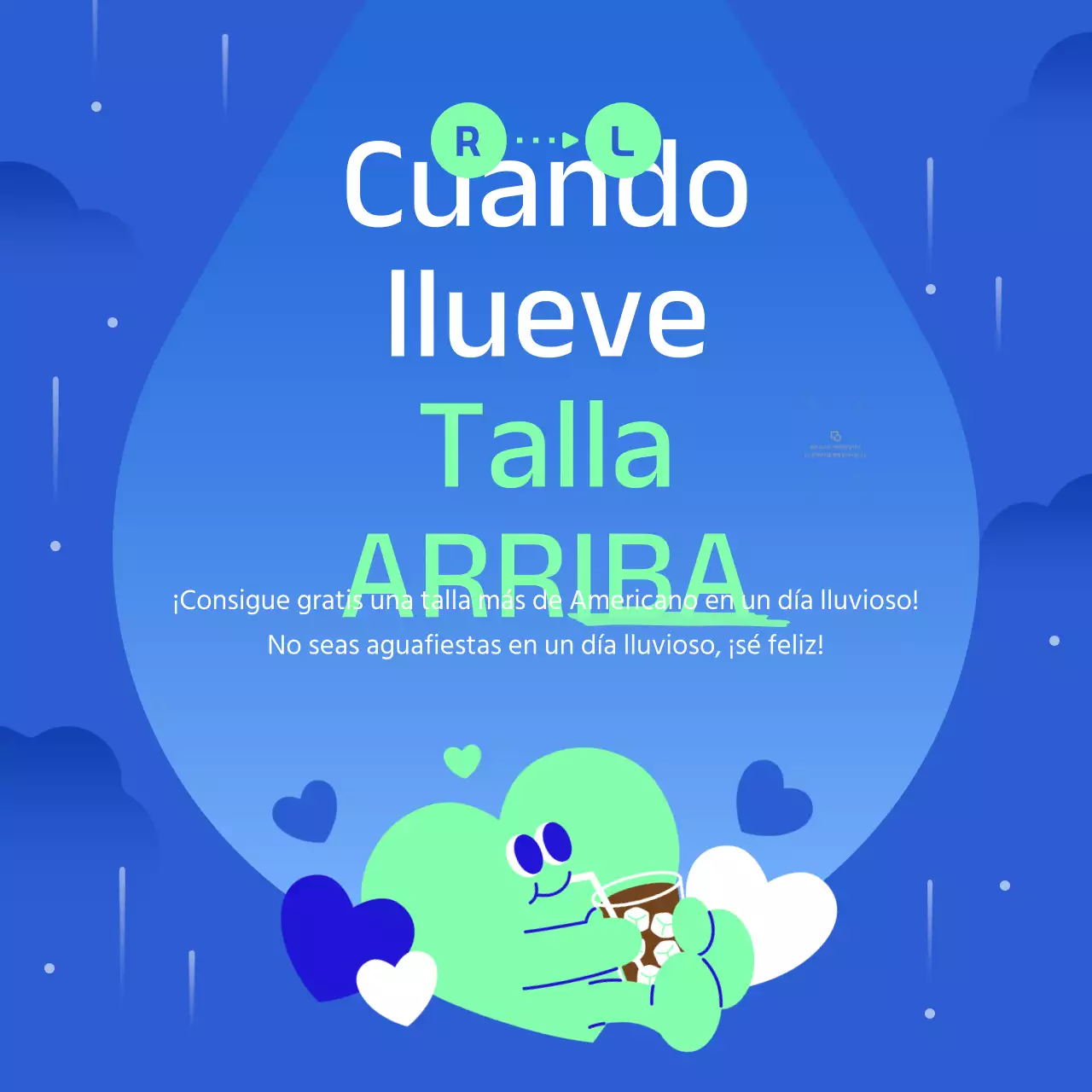 Promueve un bonito día lluvioso en azul y menta