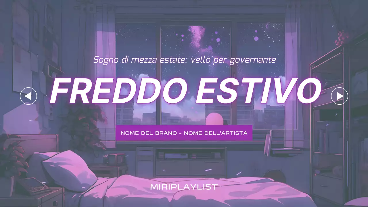 Copertina di una playlist musicale estiva pop-art in viola e bianco