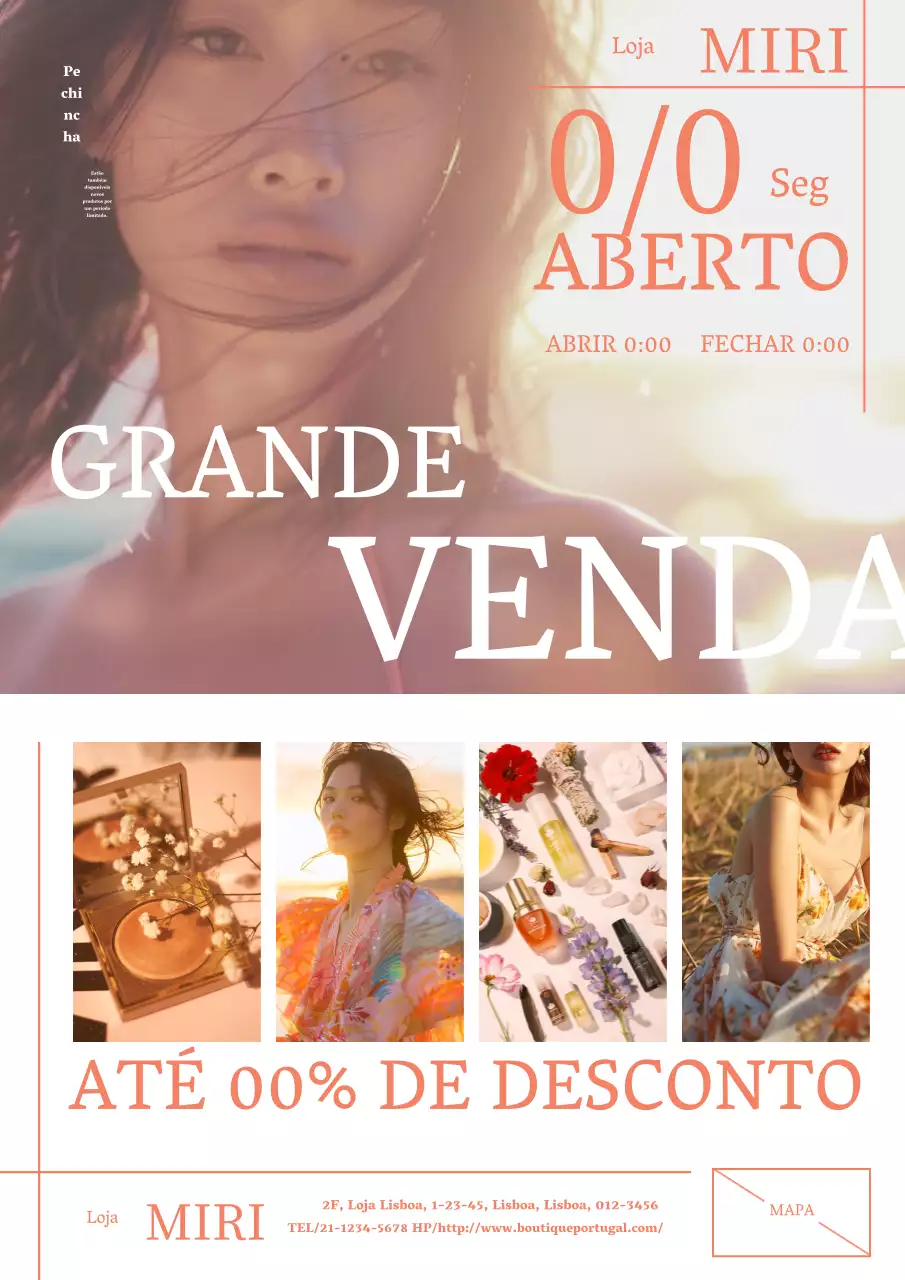 Anúncio de moda natural e elegante em laranja e branco