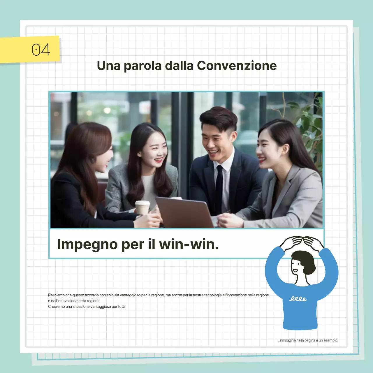 Promuovere una cerimonia di accordo commerciale in blu e menta