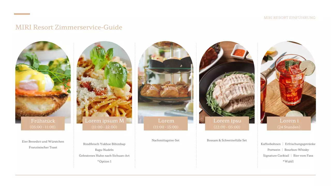 Ein einfacher brauner und weißer Resort-Prospekt