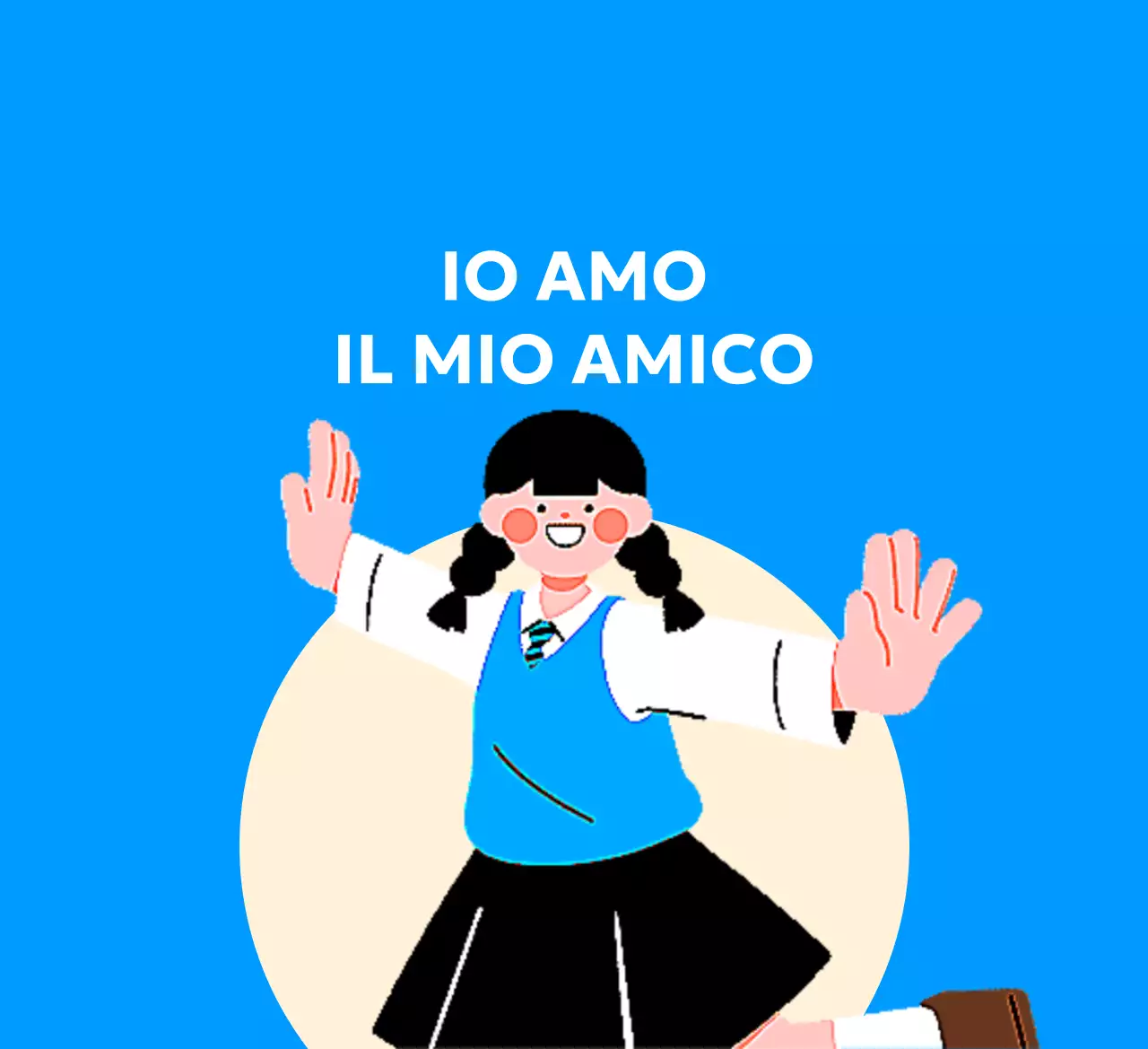 Design anti-violenza con illustrazione di studenti con le braccia tese