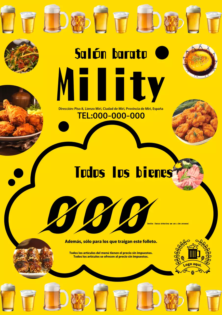 Anuncio sencillo y amarillo de un evento público en un bar