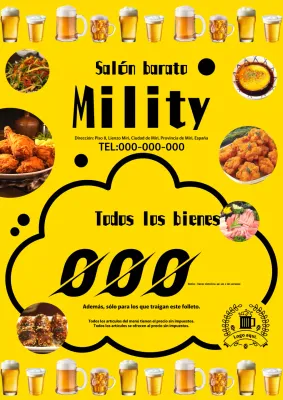 Anuncio sencillo y amarillo de un evento público en un bar