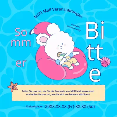 Bewerben Sie die Sommerveranstaltung Ihres Einkaufszentrums in Hellblau und Rosa
