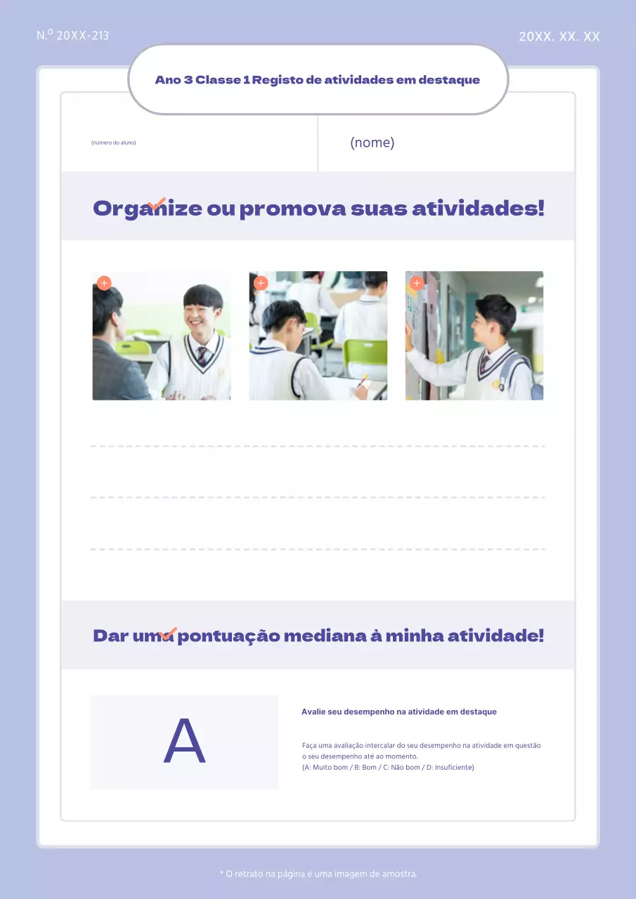 Um simples relatório de actividades roxo e vermelho para a sala de aula