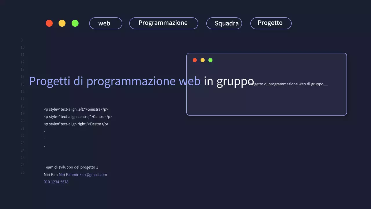 Una semplice proposta di progetto per un team di sviluppo in blu navy