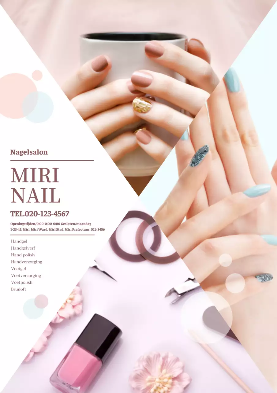 Schattige en stijlvolle nagelstudio advertentie in roze