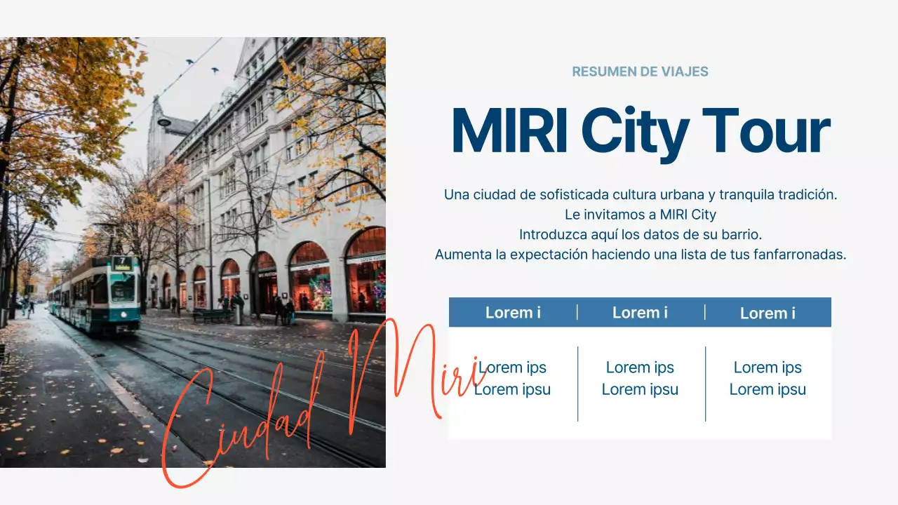 Una moderna guía turística de la ciudad en azul claro y azul marino