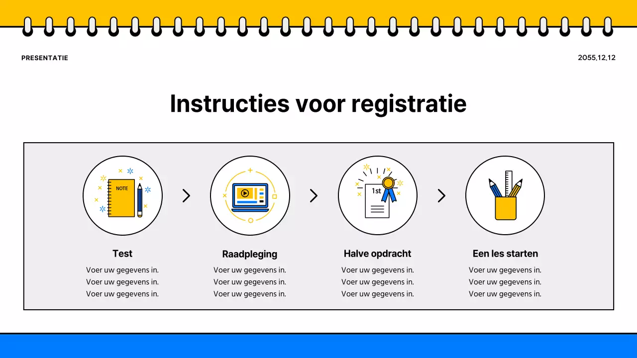 Een eenvoudige geelblauwe schoolbrochure promoten