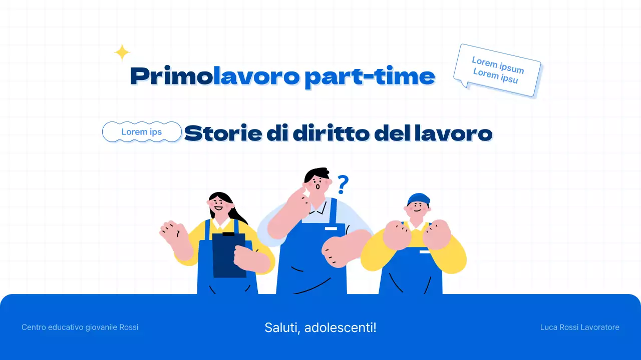 Informazioni sul diritto del lavoro giovanile in stile blu e semplice