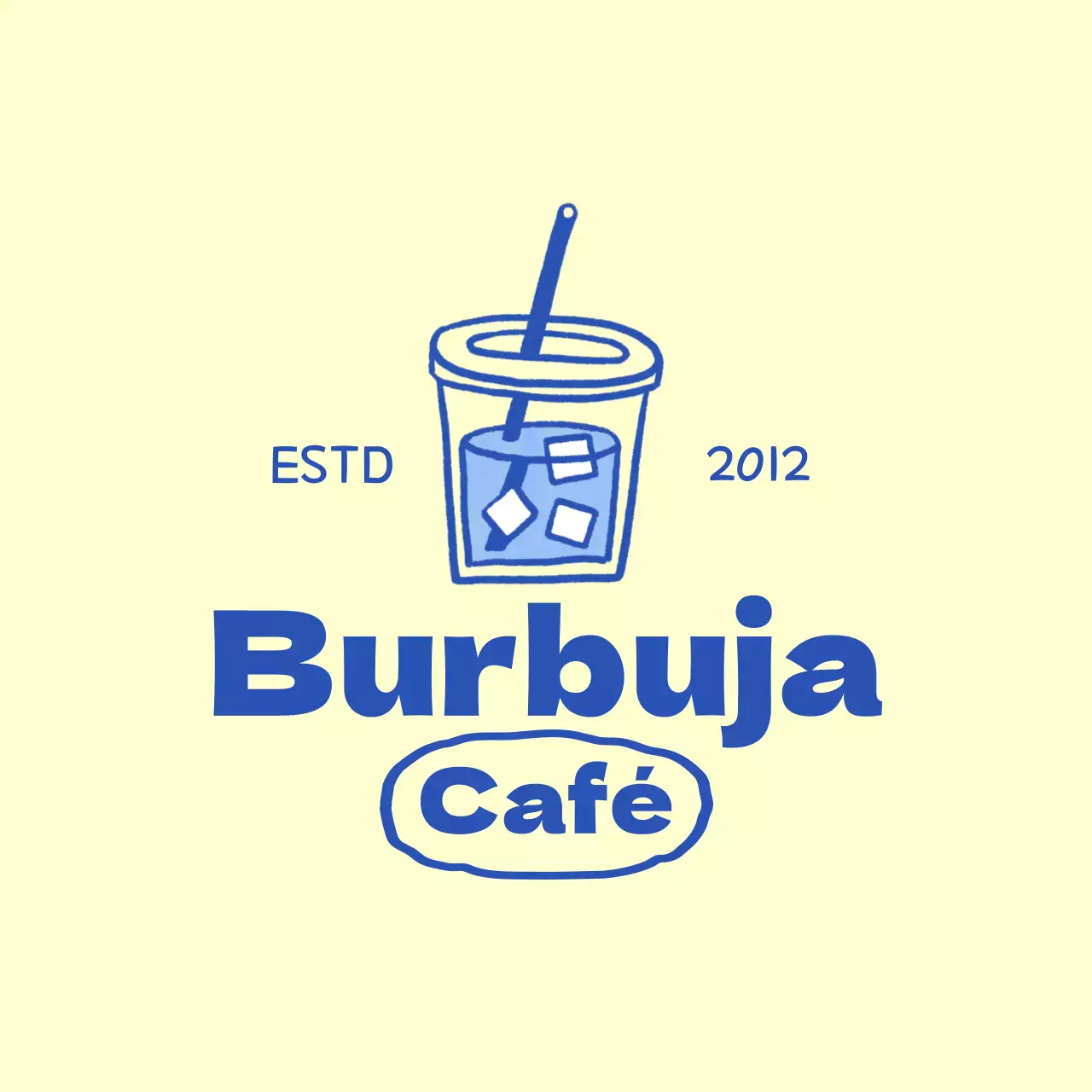 Promoción de una bebida de café amarillo y azul concepto de ilustración