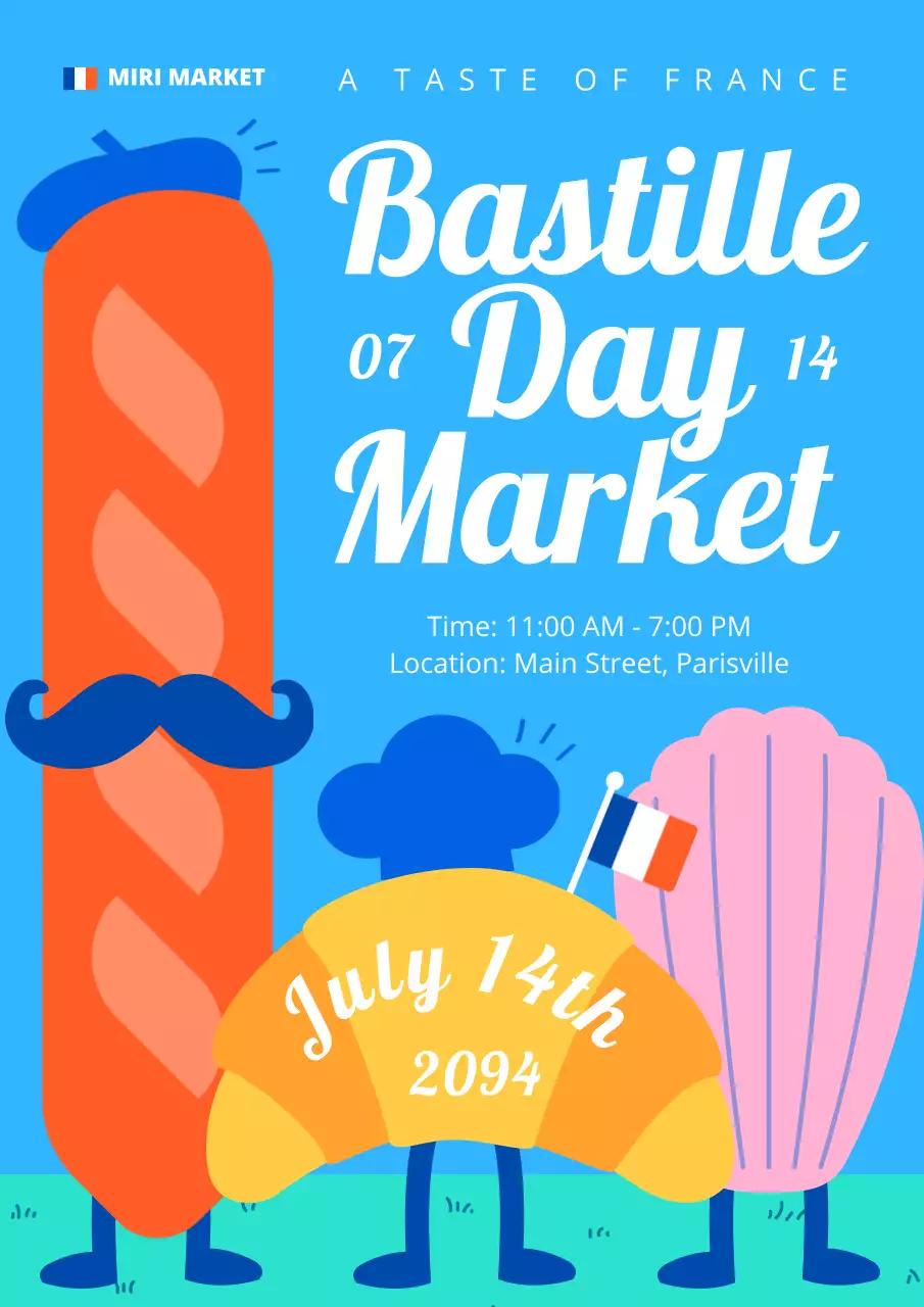 Blue Trendy Bastille Event Poster