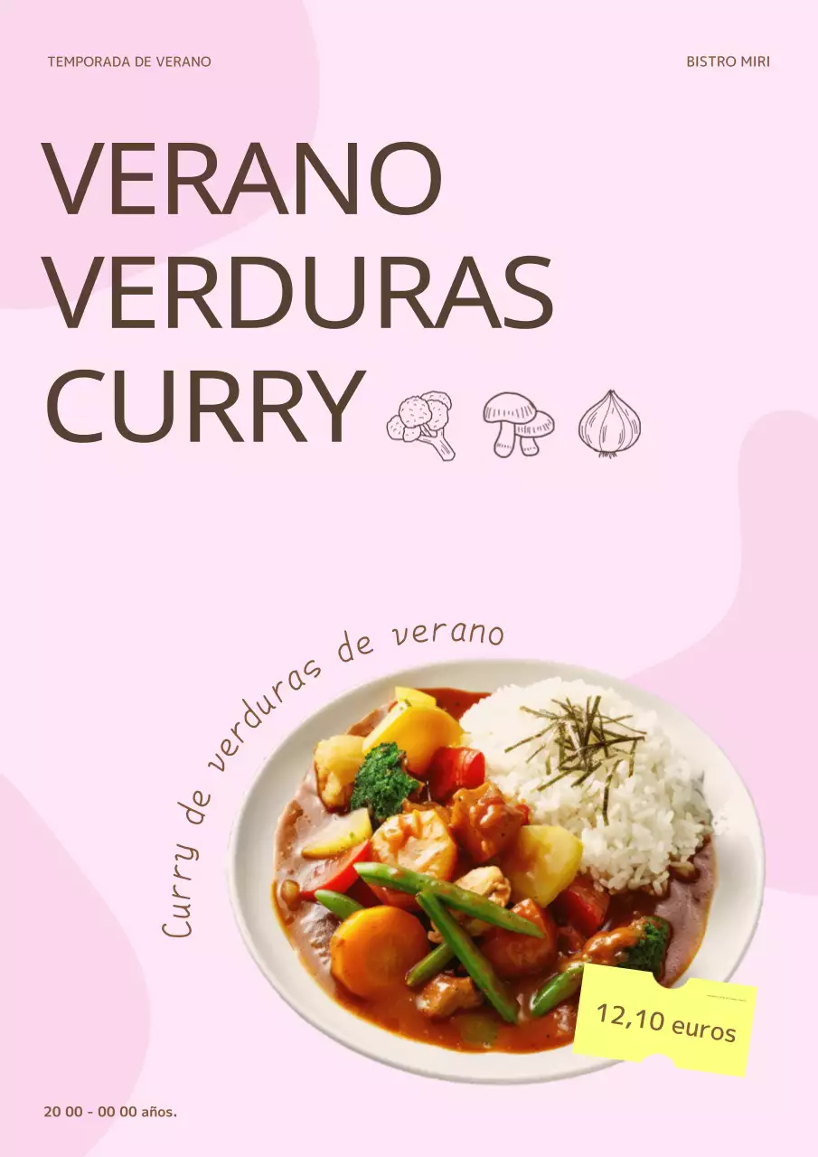 Nuevo menú de verano de color púrpura claro y minimalista PR