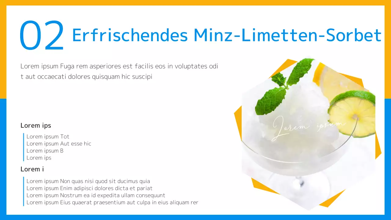 Ein erfrischendes Rezept für ein Sommerdessert - Einführung in Gelb und Hellblau