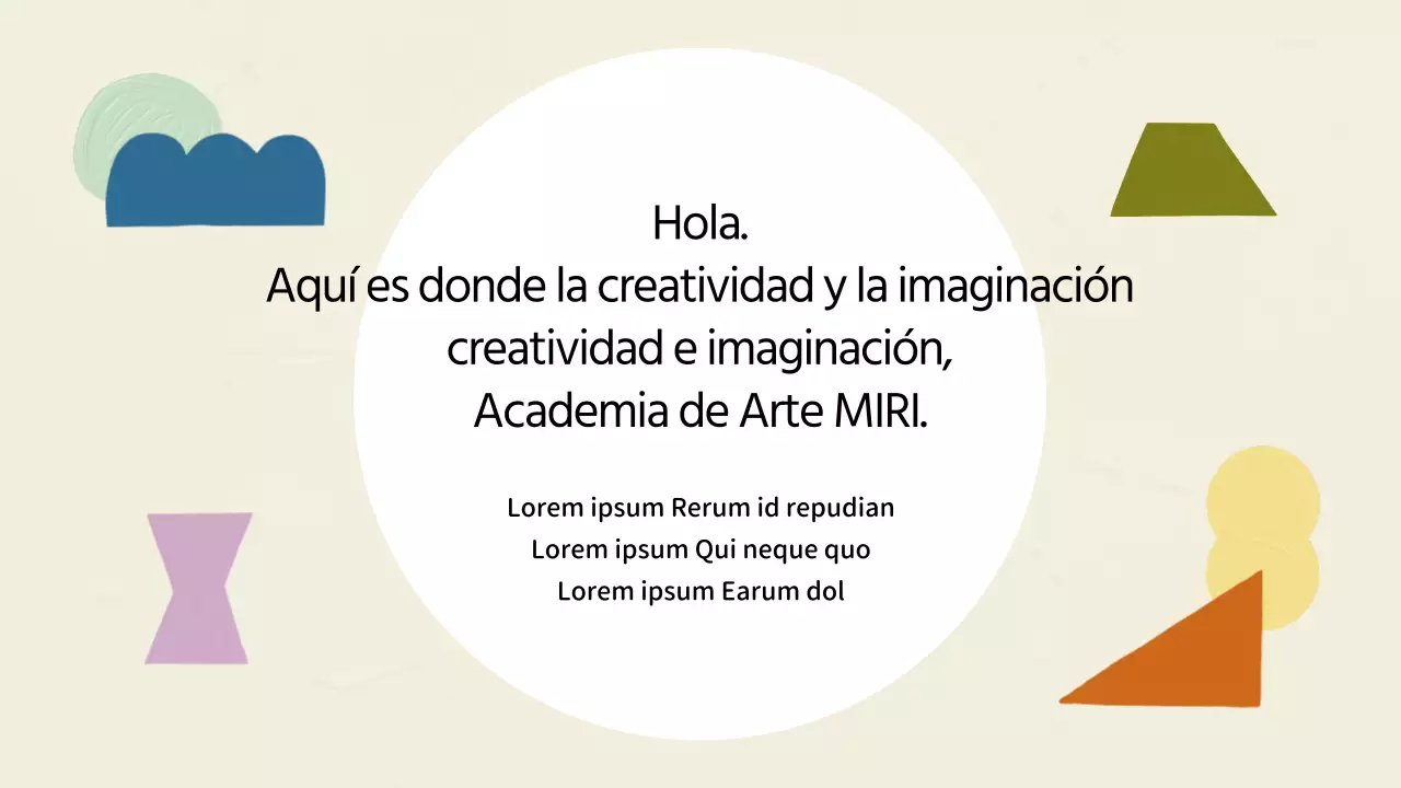 Un folleto de escuela de arte de estilo geométrico en marfil y menta