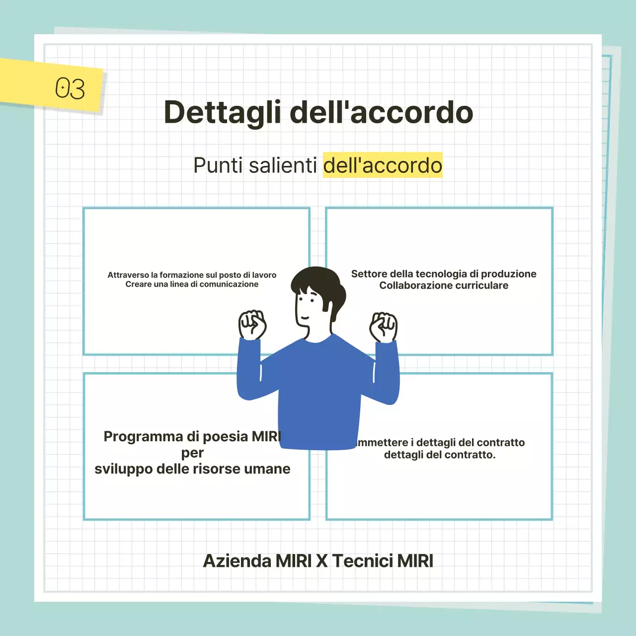 Promuovere una cerimonia di accordo commerciale in blu e menta