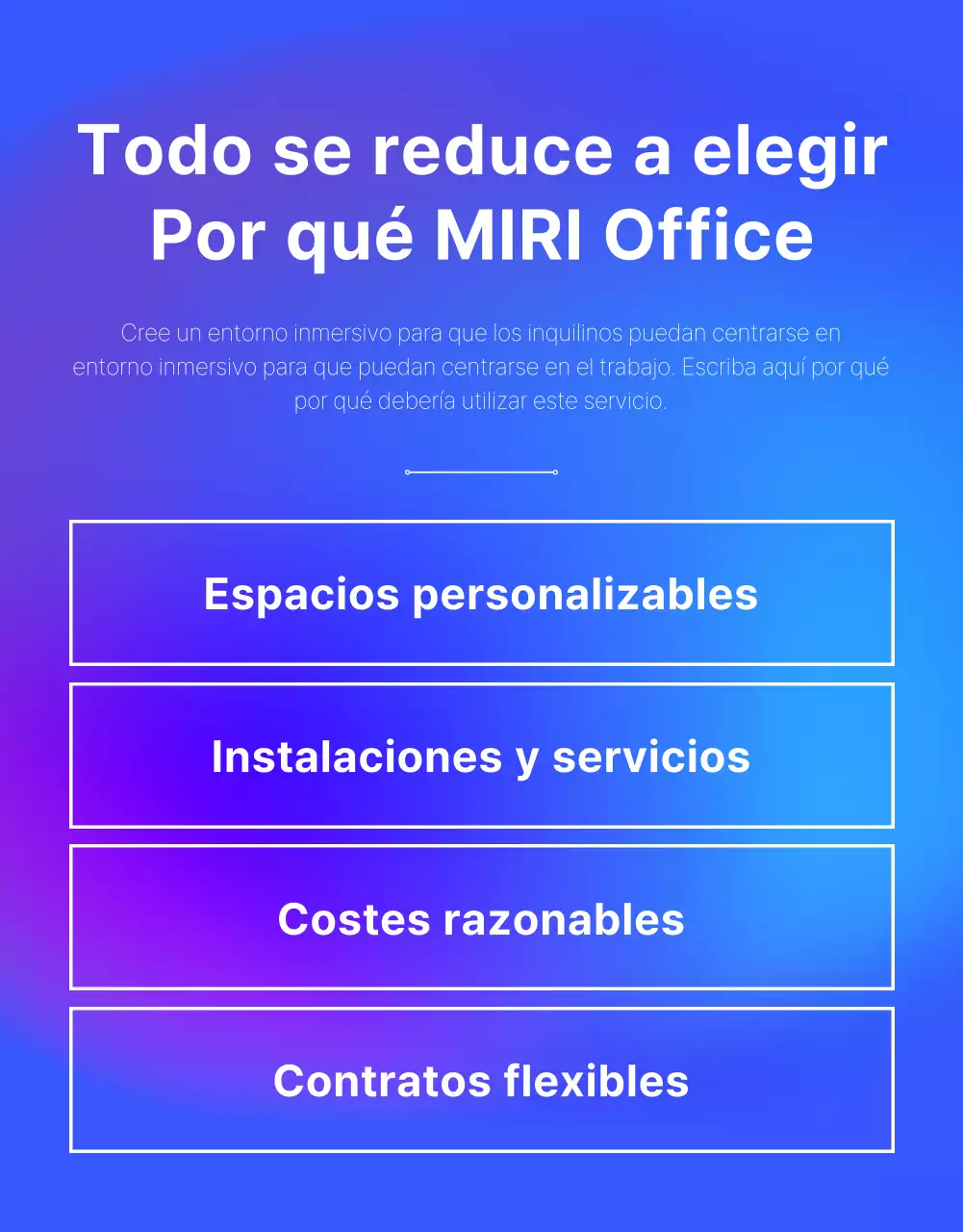 Promoción de las modernas oficinas compartidas de Blue