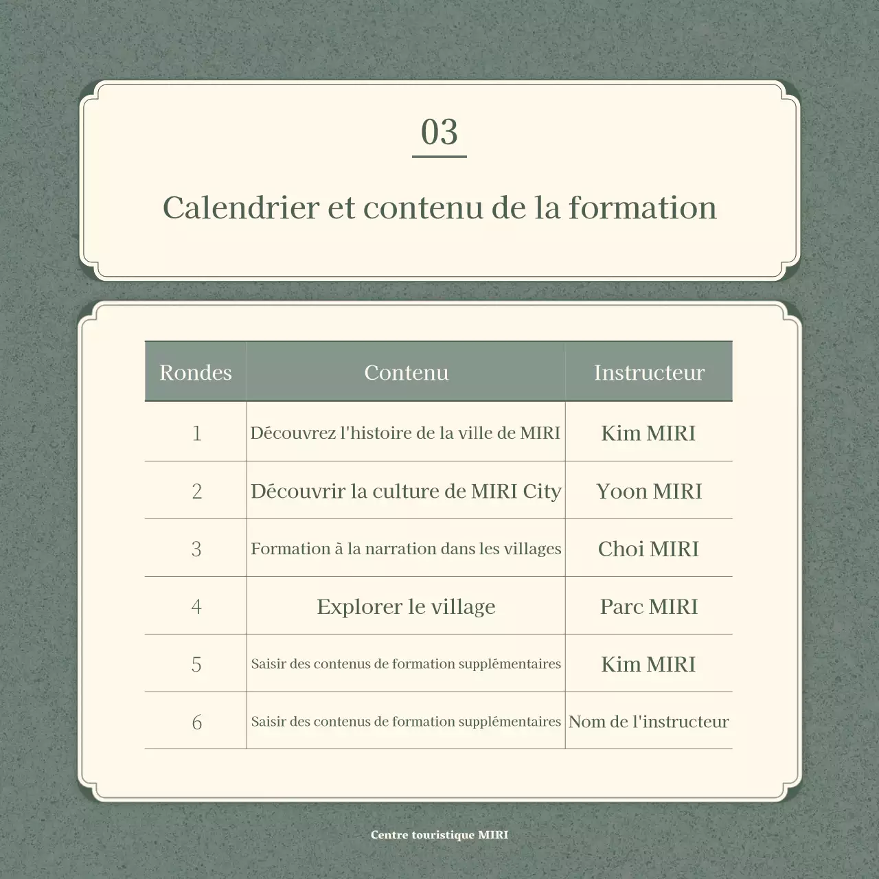 Guide de recrutement pour le cours de formation d'interprètes culturels traditionnels en vert et beige