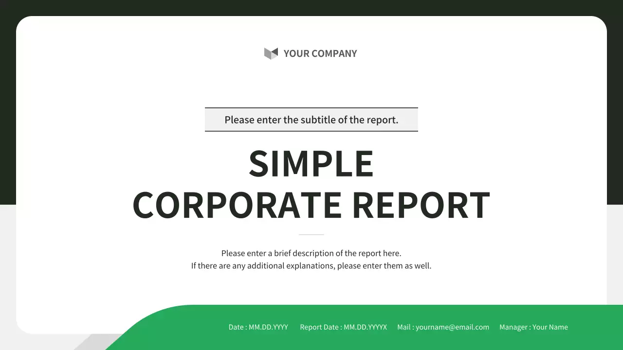 초록색과 검정의 기본 기업 보고서